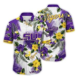 Lsu Tigers Floral Flower Pattern Summer Hawaiian Shirt
