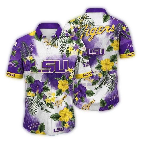 LSU Tigers Floral Flower Pattern Summer Hawaiian Shirt 1