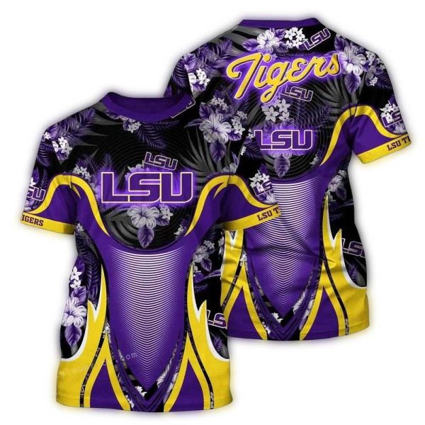 LSU Tigers Floral Flower Uniform AOP T Shirt 1