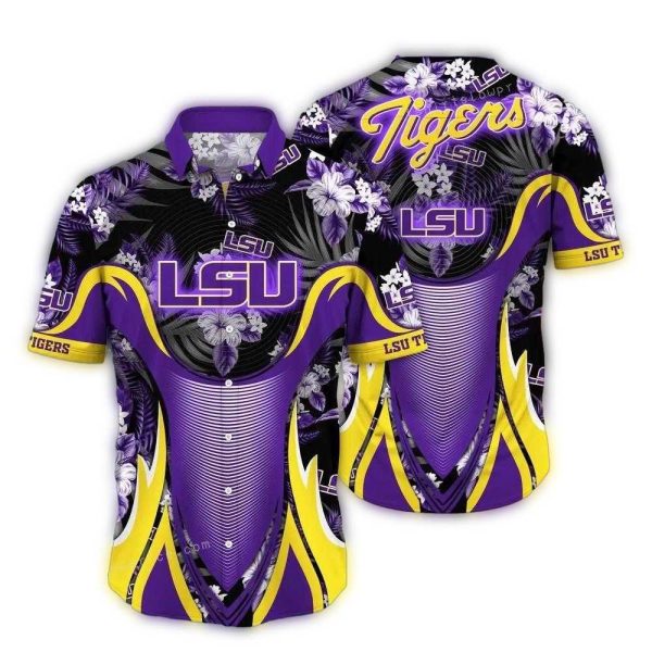 LSU Tigers Floral Flower Uniform Hawaiian Shirt 1