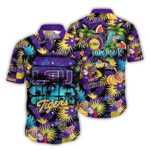 Lsu Tigers Floral Fruit Pattern Tropical Hawaiian Shirt