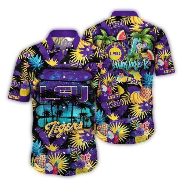 LSU Tigers Floral Fruit Pattern Tropical Hawaiian Shirt 1