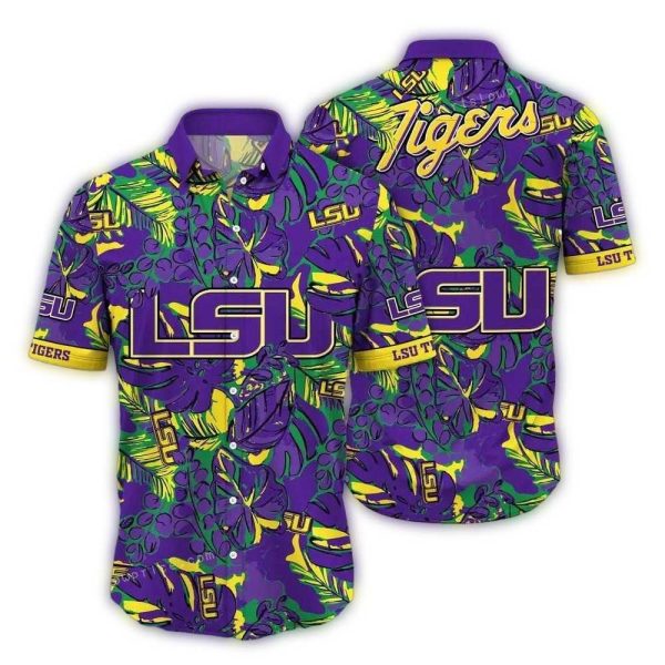 LSU Tigers Floral Leafs Pattern Vintage Hawaiian Shirt 1