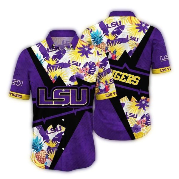 LSU Tigers Floral Leafs Pineapple Tropical Summer Vacation Hawaiian Shirt 1