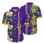 Lsu Tigers Floral Leafs Stripe Vintage Hawaiian Shirt