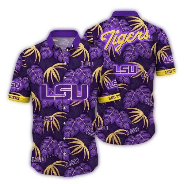 LSU Tigers Floral Leafs Vintage Pattern Hawaiian Shirt 1