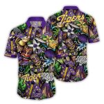Lsu Tigers Floral Tiki Pattern Tropical Hawaiian Shirt