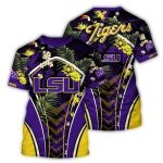 Lsu Tigers Floral And Parrot Pattern All-Over Print T-Shirt