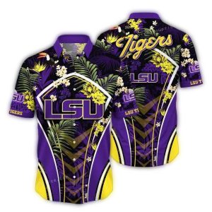 Lsu Tigers Floral And Parrot Pattern Hawaiian Shirt