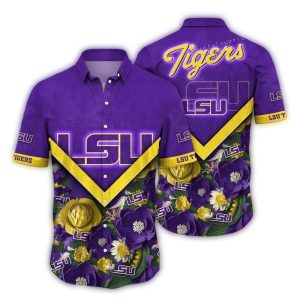 Lsu Tigers Flower Blossom Hawaiian Shirt