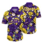 Lsu Tigers Flower Blossom Pattern Tropical Hawaiian Shirt