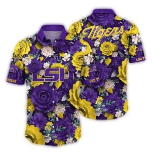 Lsu Tigers Flower Blossom Pattern Tropical Hawaiian Shirt