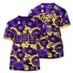 Lsu Tigers Flower Purple Pattern All-Over Print T-Shirt