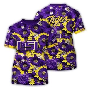 Lsu Tigers Flower Purple Pattern All-Over Print T-Shirt