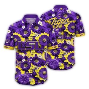 Lsu Tigers Flower Purple Pattern Hawaiian Shirt