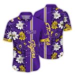 Lsu Tigers Flower Stripe Purple Hawaiian Shirt