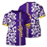 Lsu Tigers Flower Stripe Purple And White All-Over Print T-Shirt