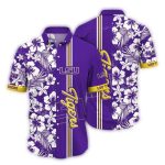 Lsu Tigers Flower Stripe Purple And White Hawaiian Shirt