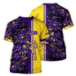 Lsu Tigers Flower Stripe Purple And Yellow All-Over Print T-Shirt