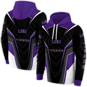 Lsu Tigers Futuristic Pattern Purple Black All Over Print Hoodie