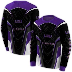 Lsu Tigers Futuristic Pattern Purple Black All Over Print Sweatshirt