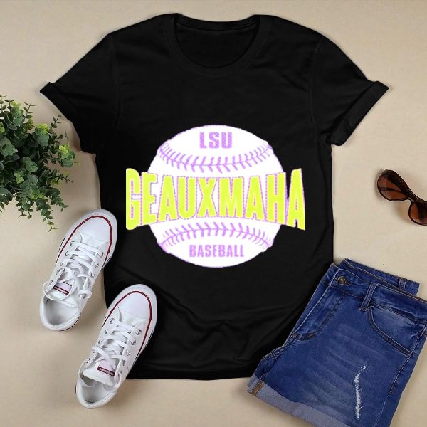 LSU Tigers GEAUXMAHA Baseball T Shirt Black 1