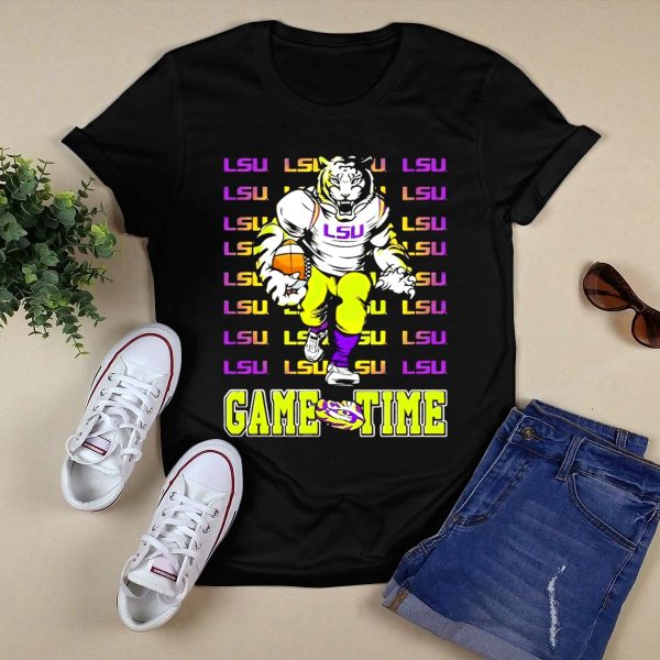 LSU Tigers Game Time Football T Shirt Black 1