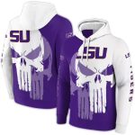 Lsu Tigers Graphic Punisher Purple White All Over Print Hoodie