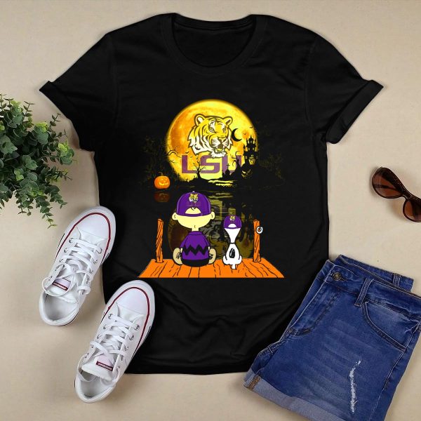 LSU Tigers Halloween Full Moon Pumpkin T Shirt Black 1
