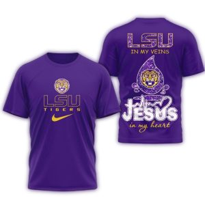 Lsu Tigers Jesus In My Heart All-Over Print T-Shirt