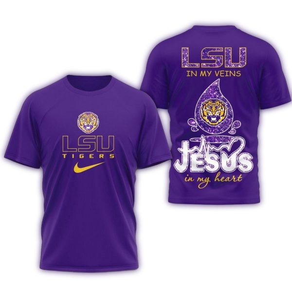 LSU Tigers Jesus In My Heart All Over Print Shirt 1