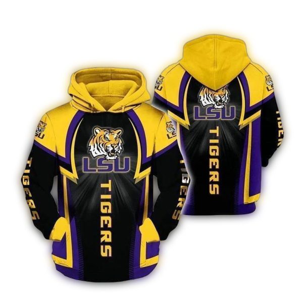 LSU Tigers Logo Football Uniform AOP Hoodie 1