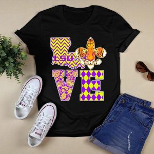 Lsu Tigers Love Fleur De Lis Louisiana Purple Gold Chevron Paisley Harlequin T-Shirt
