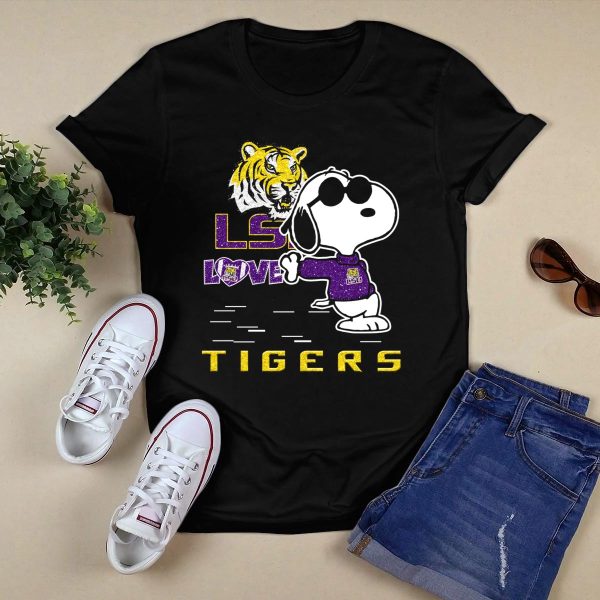 LSU Tigers Love Snoopy Tiger T Shirt Black 1