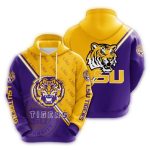 Lsu Tigers Many Logo Football All Over Print Hoodie