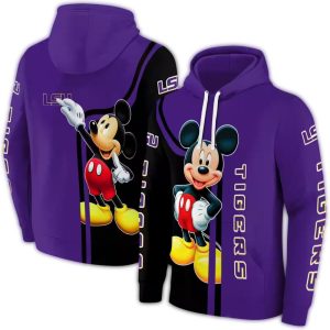 Lsu Tigers Mickey Mouse Purple Black All Over Print Hoodie