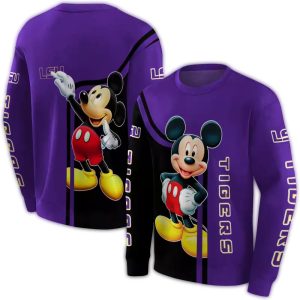 Lsu Tigers Mickey Mouse Purple Black All Over Print Sweatshirt