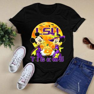 Lsu Tigers Mickey Mouse And Minnie Mouse Halloween Pumpkin T-Shirt