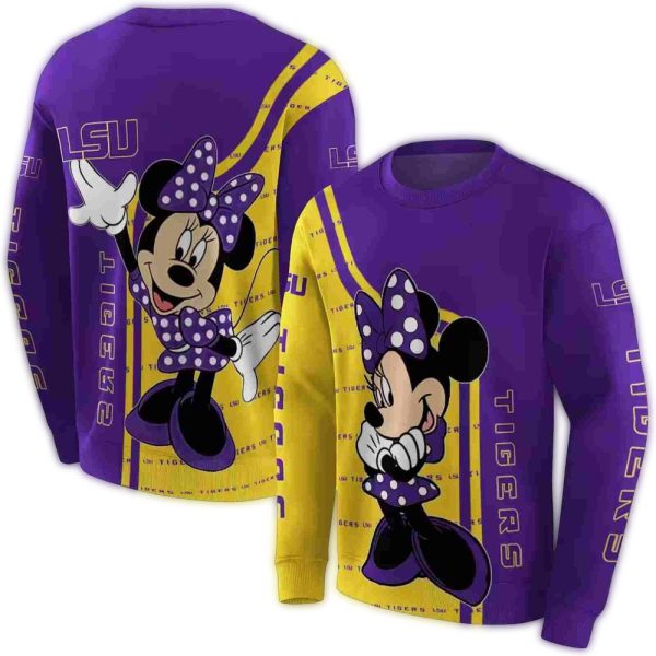 LSU Tigers Minnie Mouse Purple AOP Sweatshirt 1