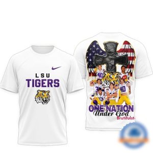 Lsu Tigers Ncaa Graphic Player One Nation Under God All-Over Print T-Shirt