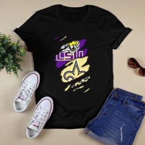 Lsu Tigers New Orleans Saints Fleur De Lis Torn T-Shirt