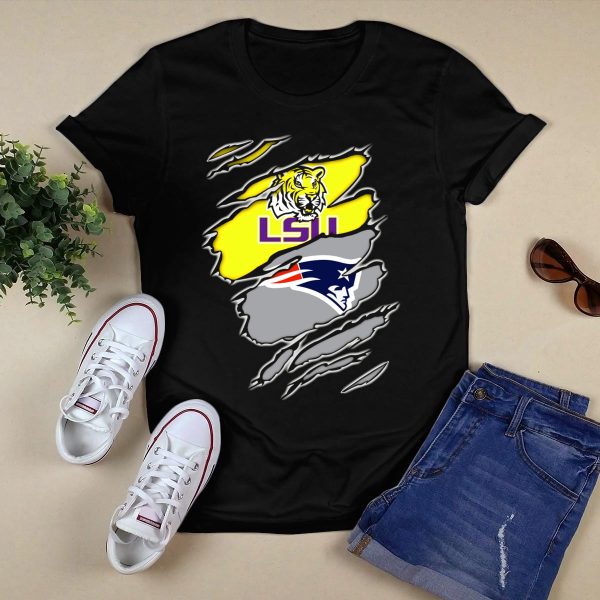 LSU Tigers Patriots Crossover Claw Marks T Shirt Black 1