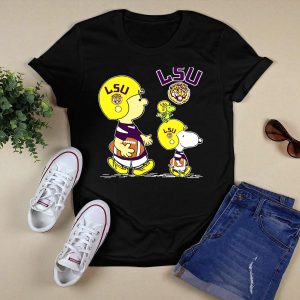 Lsu Tigers Peanuts Characters Football Helmets T-Shirt