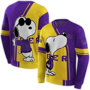 Lsu Tigers Playful Snoopy Purple All Over Print Sweatshirt