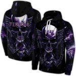 Lsu Tigers Skull Artwork Purple Black All Over Print Hoodie