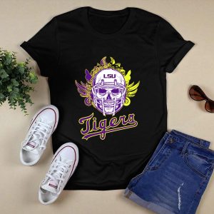 Lsu Tigers Skull Helmet With Wings T-Shirt