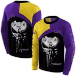 Lsu Tigers Skull Punisher Purple Black And Yellow All Over Print Sweatshirt