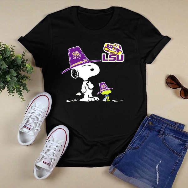 LSU Tigers Snoopy Woodstock Football Fans T Shirt Black 1