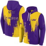 Lsu Tigers Splatter Effect Purple And Yellow All Over Print Hoodie