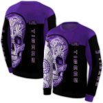 Lsu Tigers Sugar Skull Purple Black All Over Print Sweatshirt